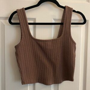 Crop tank top brown corduroy H&M